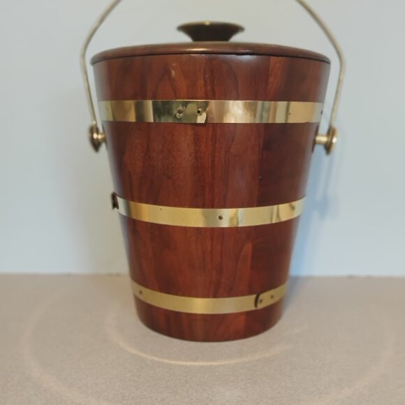 Vermillion Vintage Walnut and Brass Ice Bucket - Picture 1 of 4